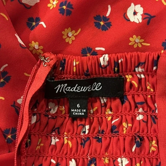 Madewell Red Floral Prairie Posies Wide Leg Jumpsuit Size 6 Casual Party Summer - Picture 9 of 12